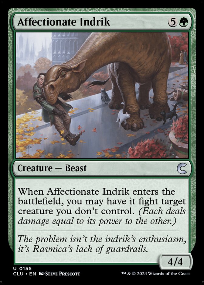 Affectionate Indrik – Uncommon Magic: The Gathering card from Ravnica: Clue Edition (#155)