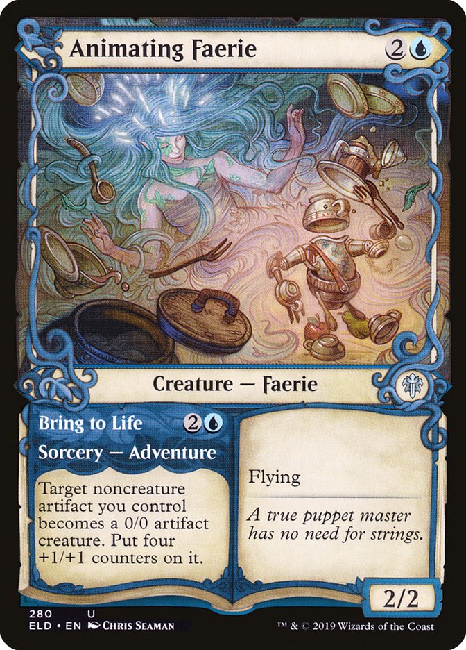 Animating Faerie // Bring to Life – Uncommon Magic: The Gathering card from Throne of Eldraine (#280)