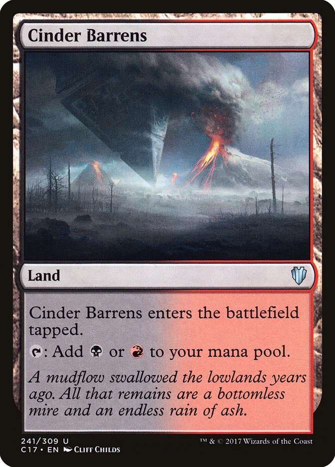 Cinder Barrens – Uncommon Magic: The Gathering card from Commander 2017 (#241)