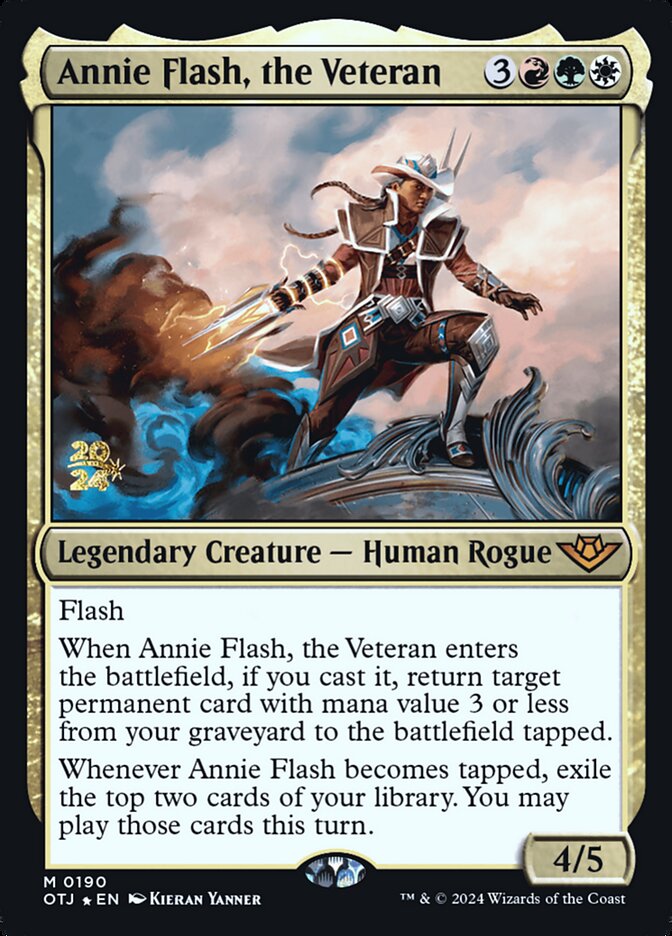 Annie Flash, the Veteran – Mythic Magic: The Gathering card from Outlaws of Thunder Junction Promos (#190s)