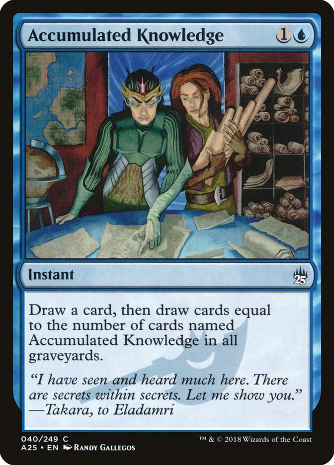 Accumulated Knowledge – Common Magic: The Gathering card from Masters 25 (#40)