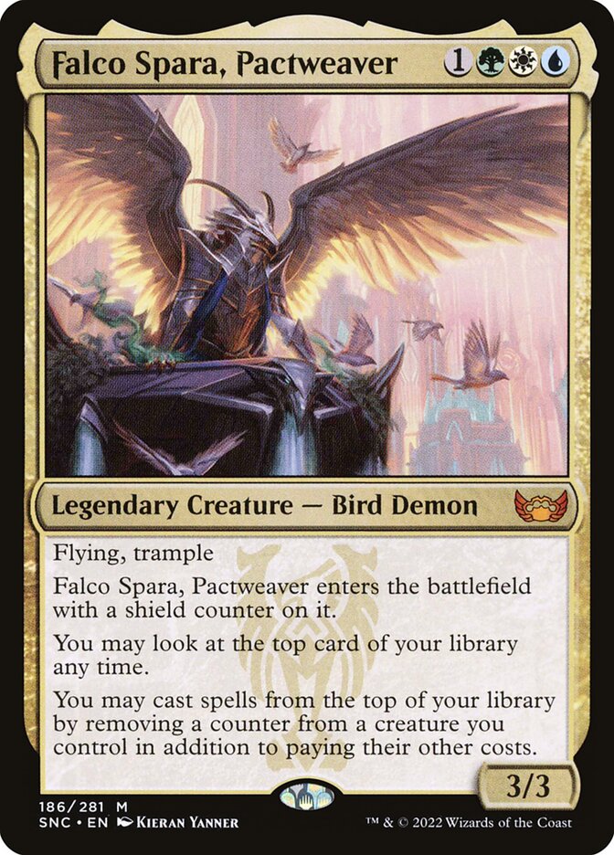 Falco Spara, Pactweaver – Mythic Magic: The Gathering card from Streets of New Capenna (#186)