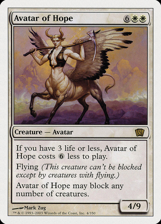 Avatar of Hope – Rare Magic: The Gathering card from Eighth Edition (#4)