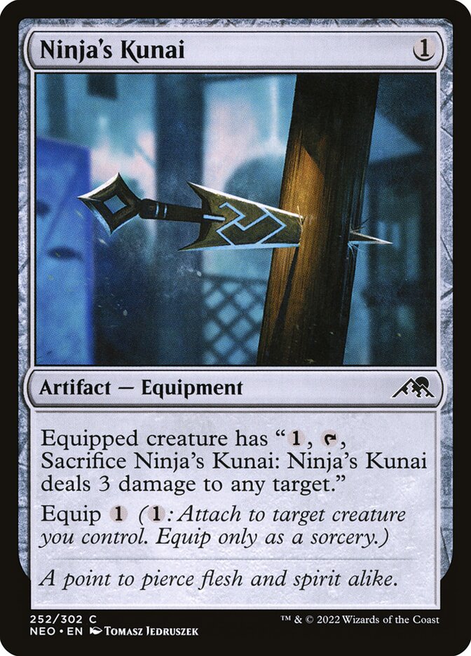 Ninja's Kunai – Common Magic: The Gathering card from Kamigawa: Neon Dynasty (#252)