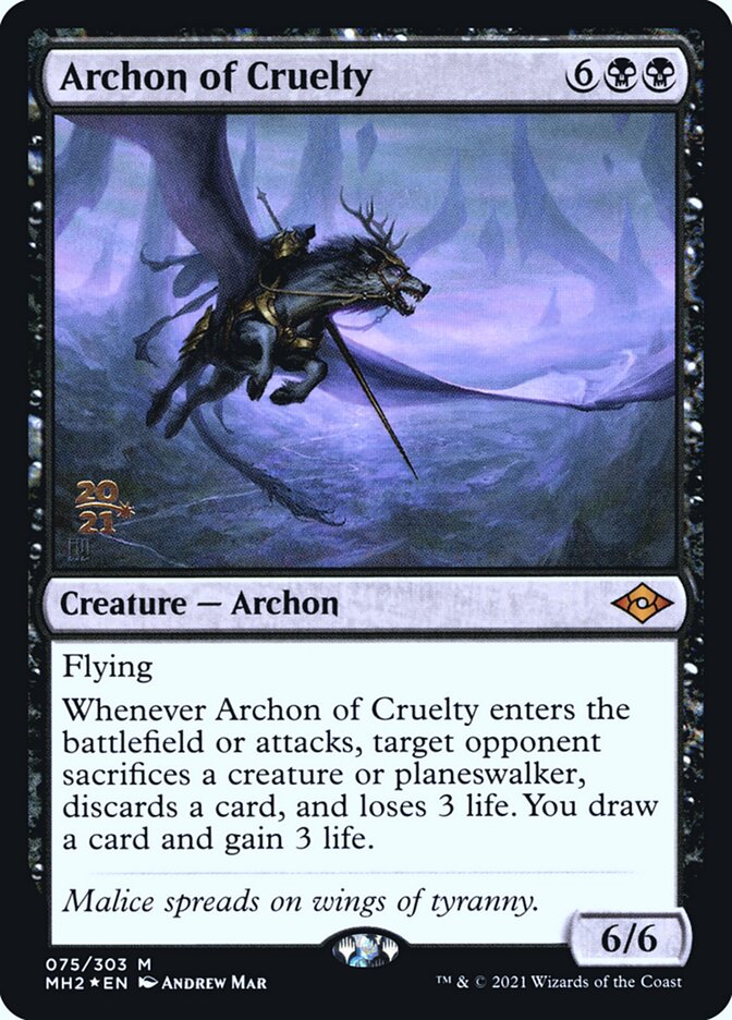 Archon of Cruelty – Mythic Magic: The Gathering card from Modern Horizons 2 Promos (#75s)