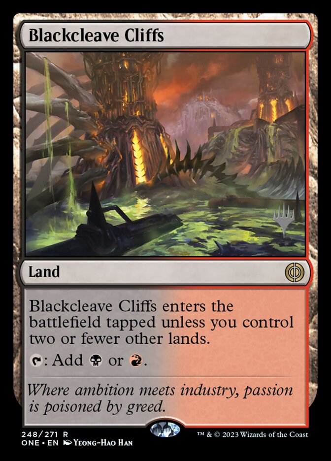 Blackcleave Cliffs – Rare Magic: The Gathering card from Phyrexia: All Will Be One Promos (#248p)