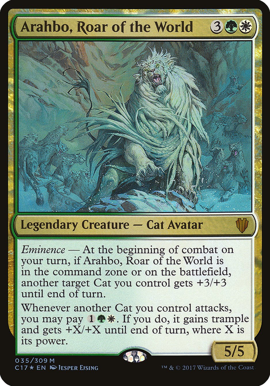 Arahbo, Roar of the World – Mythic Magic: The Gathering card from Commander 2017 Oversized (#35)