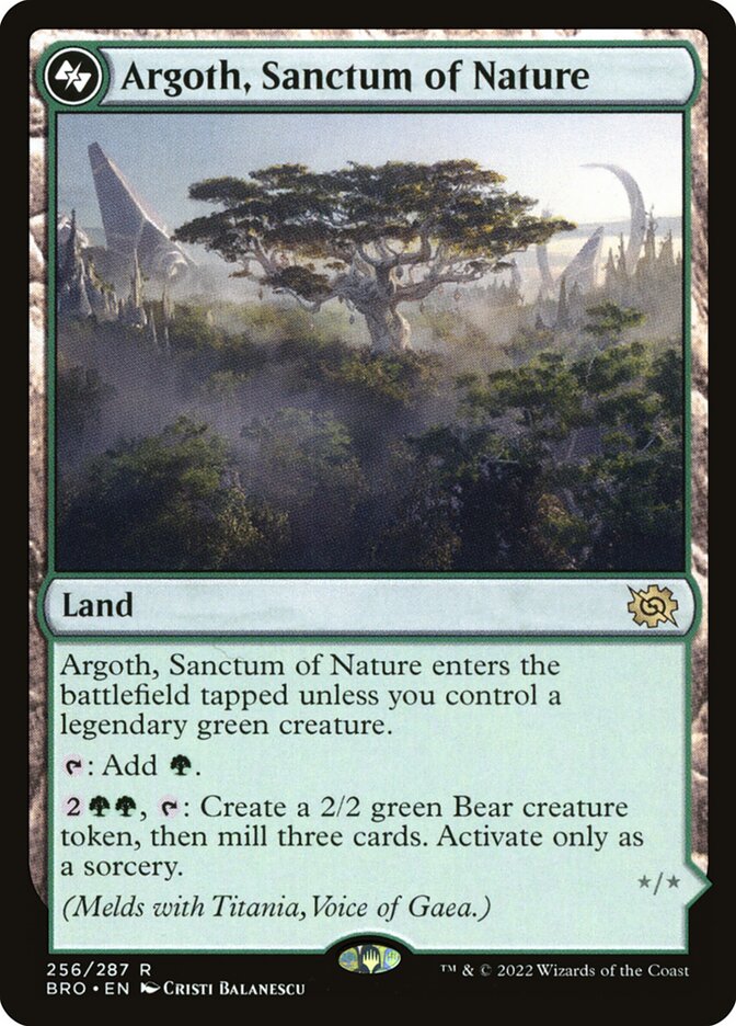 Argoth, Sanctum of Nature // Titania, Gaea Incarnate – Rare Magic: The Gathering card from The Brothers' War (#256)