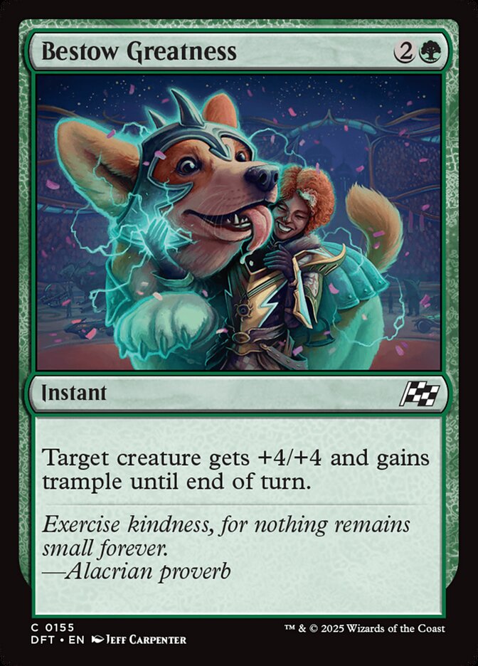 Bestow Greatness – Common Magic: The Gathering card from Aetherdrift (#155)