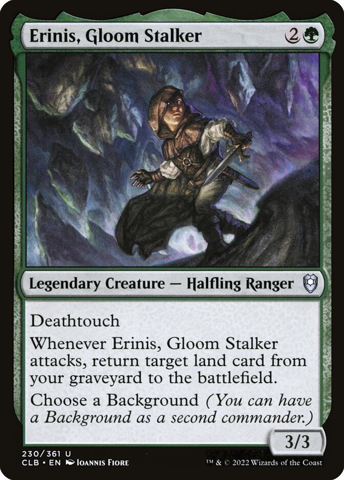 Erinis, Gloom Stalker – Uncommon Magic: The Gathering card from Commander Legends: Battle for Baldur's Gate (#230)
