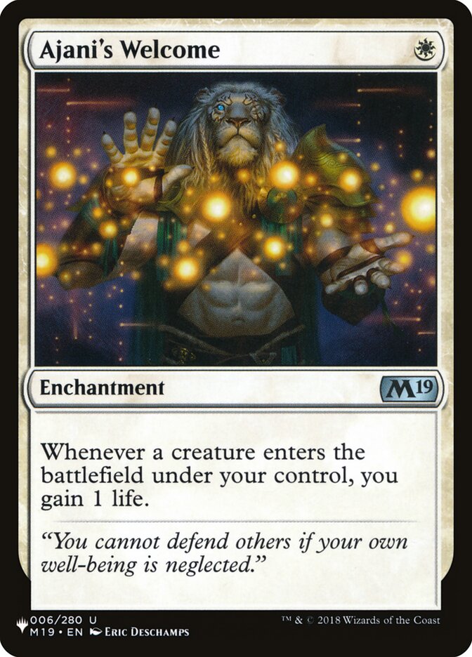 Ajani's Welcome – Uncommon Magic: The Gathering card from The List (#M19-6)