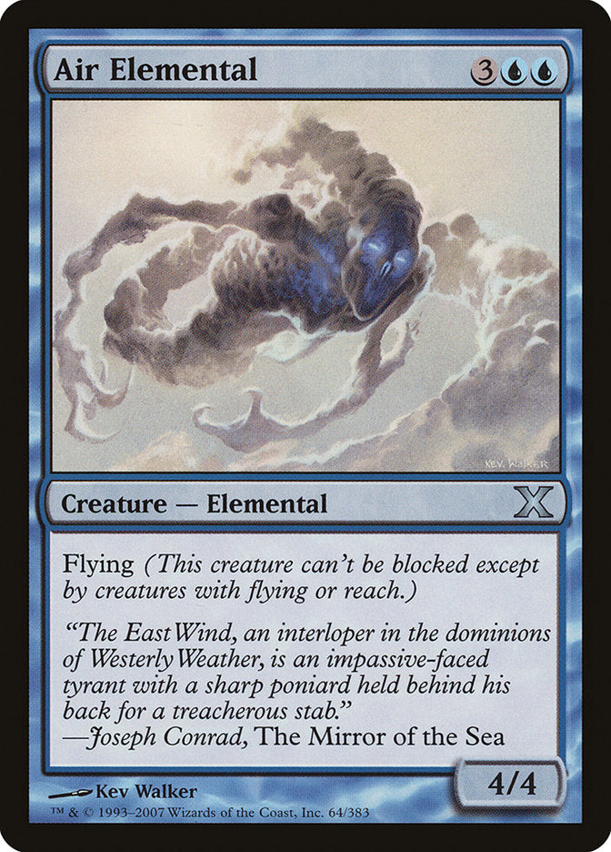 Air Elemental – Uncommon Magic: The Gathering card from Tenth Edition (#64)