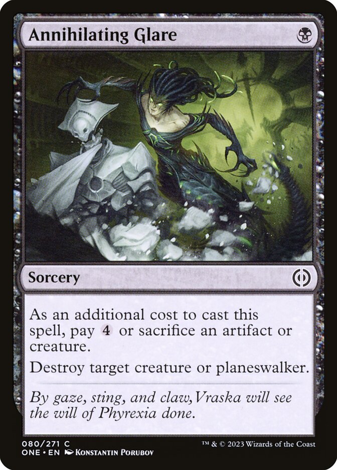 Annihilating Glare – Common Magic: The Gathering card from Phyrexia: All Will Be One (#80)