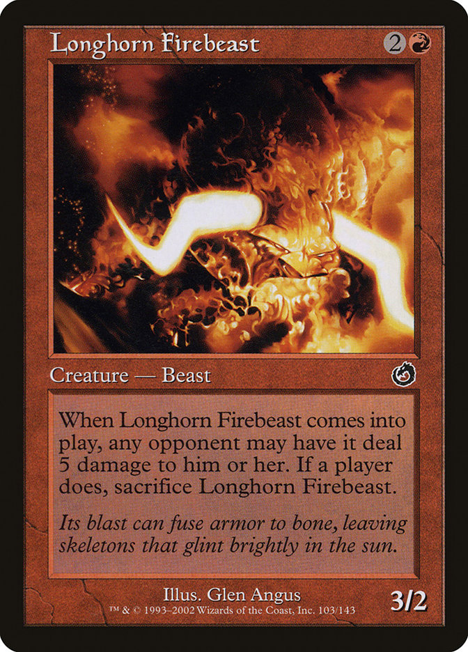 Longhorn Firebeast – Common Magic: The Gathering card from Torment (#103)