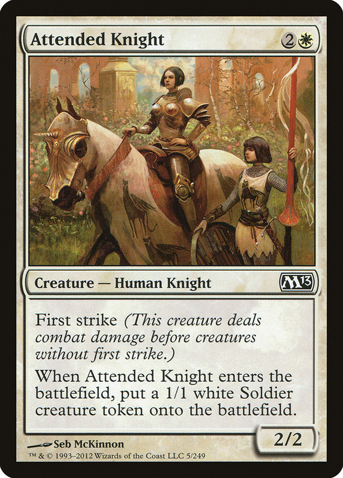 Attended Knight – Common Magic: The Gathering card from Magic 2013 (#5)