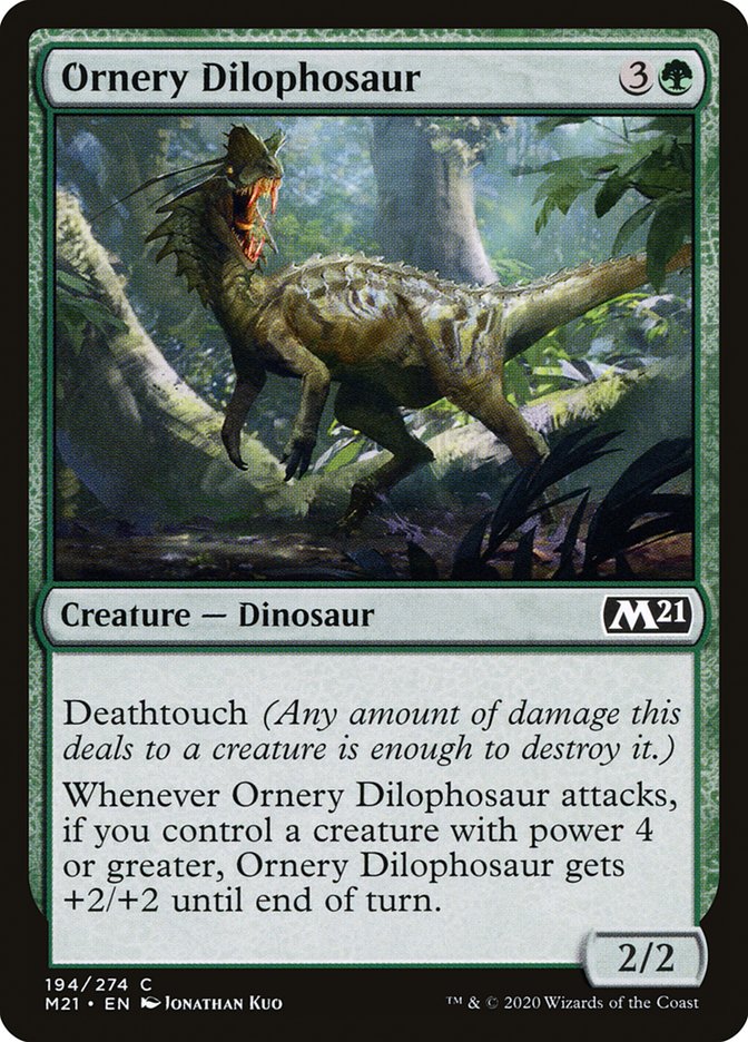 Ornery Dilophosaur – Common Magic: The Gathering card from Core Set 2021 (#194)