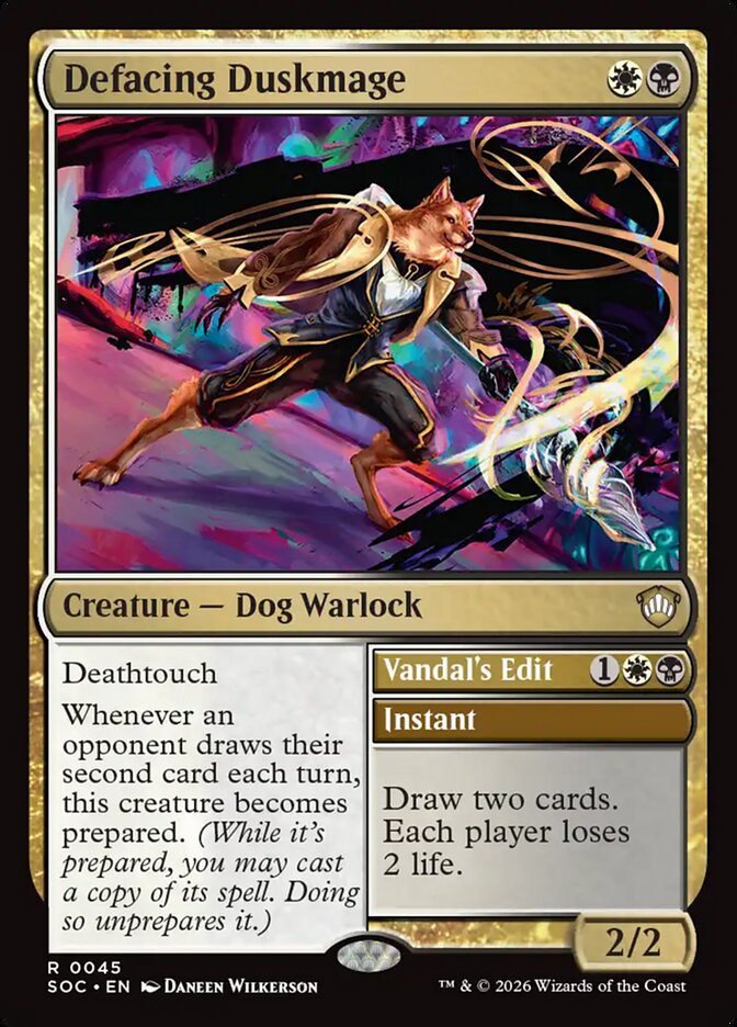 Defacing Duskmage // Vandal's Edit – Rare Magic: The Gathering card from Secrets of Strixhaven Commander (#45)