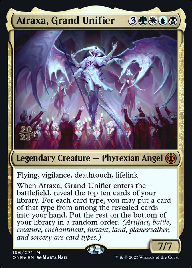 Atraxa, Grand Unifier – Mythic Magic: The Gathering card from Phyrexia: All Will Be One Promos (#196s)