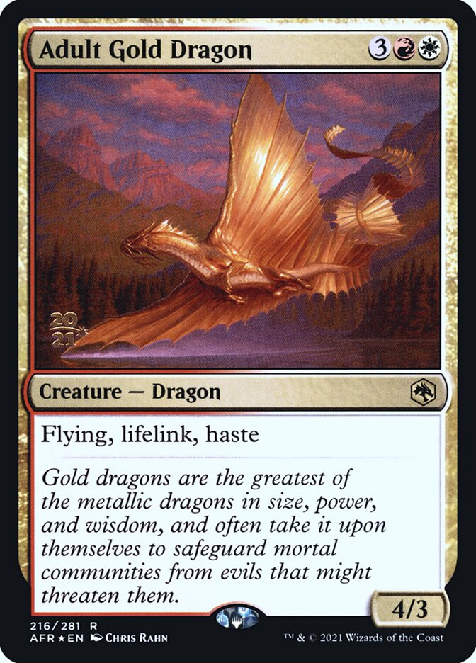 Adult Gold Dragon – Rare Magic: The Gathering card from Adventures in the Forgotten Realms Promos (#216s)