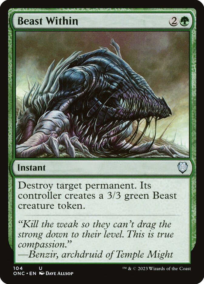Beast Within – Uncommon Magic: The Gathering card from Phyrexia: All Will Be One Commander (#104)