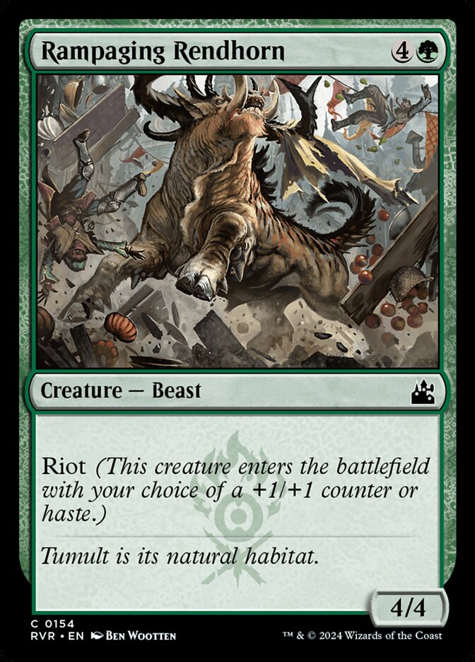 Rampaging Rendhorn – Common Magic: The Gathering card from Ravnica Remastered (#154)