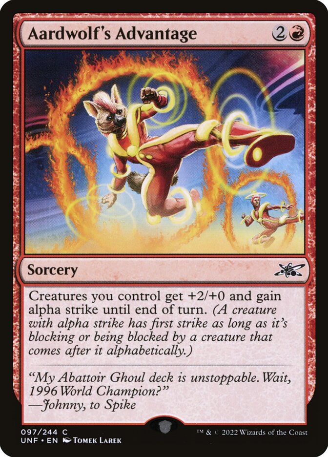 Aardwolf's Advantage – Common Magic: The Gathering card from Unfinity (#97)