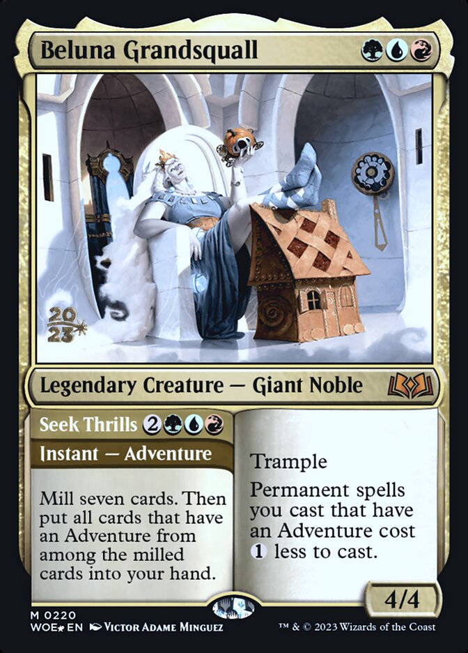Beluna Grandsquall // Seek Thrills – Mythic Magic: The Gathering card from Wilds of Eldraine Promos (#220s)