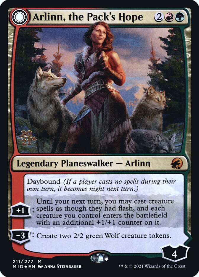 Arlinn, the Pack's Hope // Arlinn, the Moon's Fury – Mythic Magic: The Gathering card from Innistrad: Midnight Hunt Promos (#