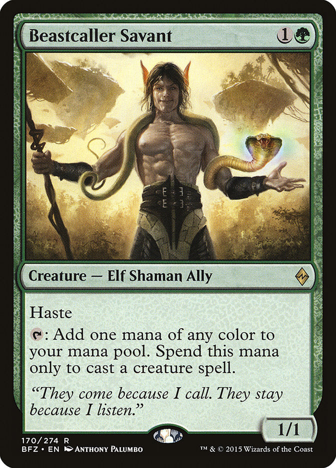 Beastcaller Savant – Rare Magic: The Gathering card from Battle for Zendikar (#170)