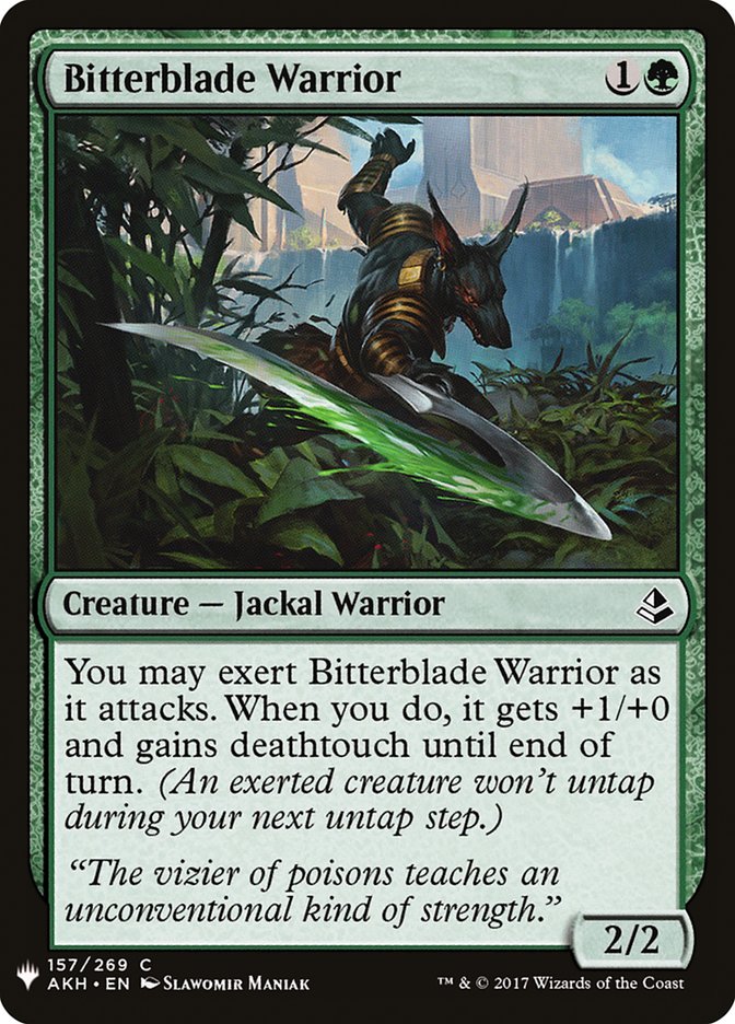 Bitterblade Warrior – Common Magic: The Gathering card from The List (#AKH-157)