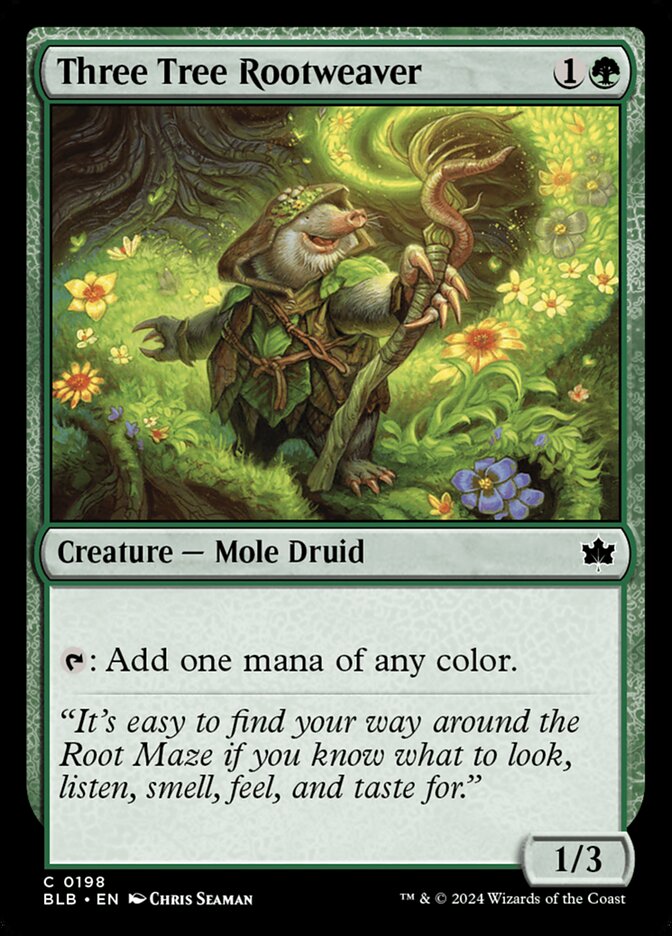 Three Tree Rootweaver – Common Magic: The Gathering card from Bloomburrow (#198)