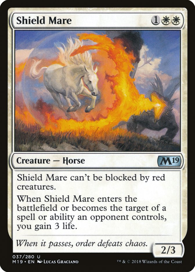 Shield Mare – Uncommon Magic: The Gathering card from Core Set 2019 (#37)
