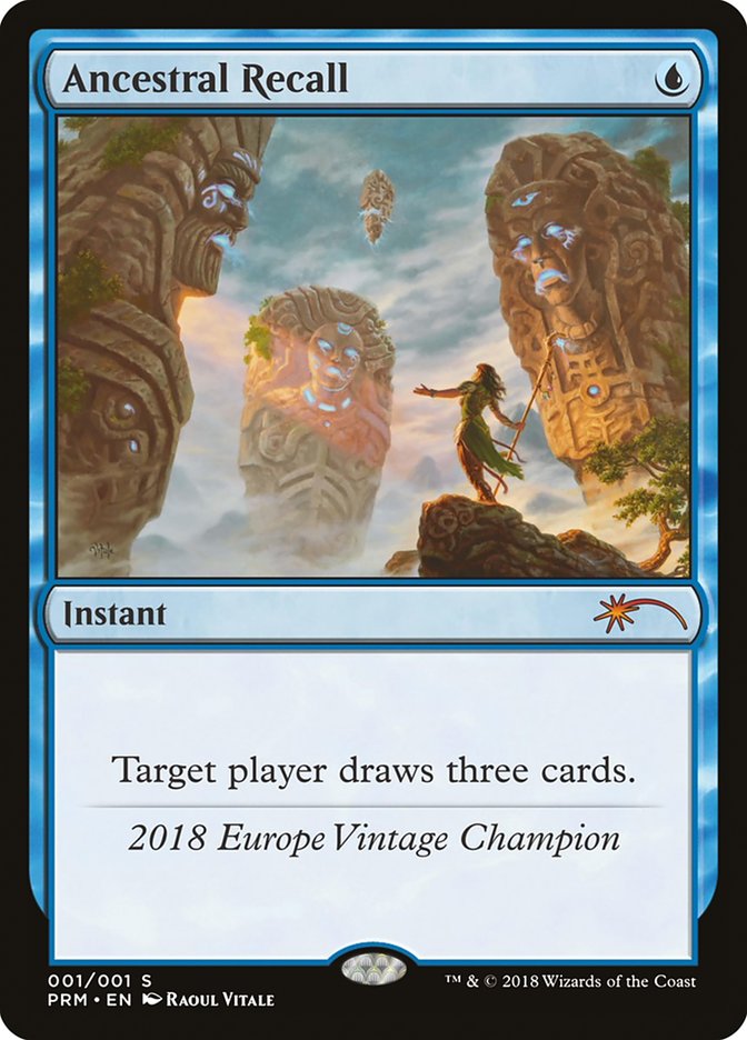 Ancestral Recall – Special Magic: The Gathering card from Vintage Championship (#2018)