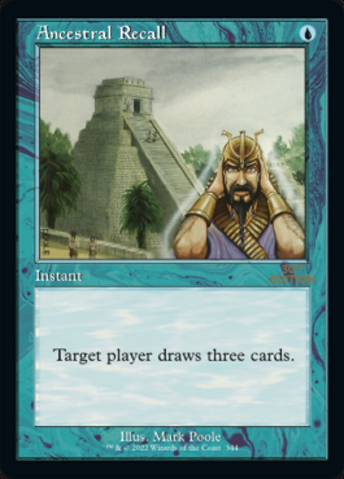 Ancestral Recall – Rare Magic: The Gathering card from 30th Anniversary Edition (#344)