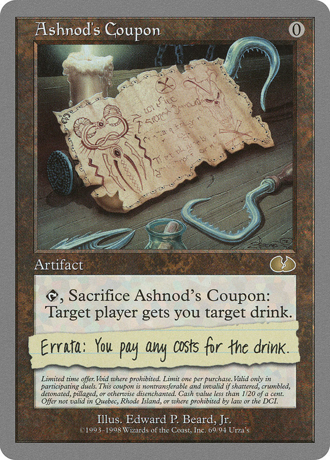 Ashnod's Coupon – Rare Magic: The Gathering card from Unglued (#69)