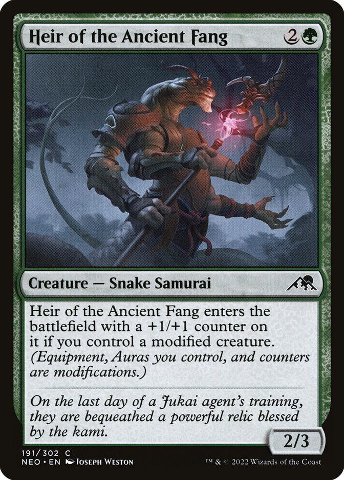 Heir of the Ancient Fang – Common Magic: The Gathering card from Kamigawa: Neon Dynasty (#191)