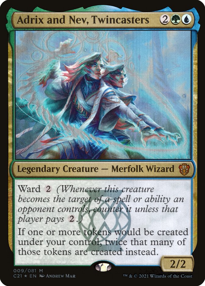 Adrix and Nev, Twincasters – Mythic Magic: The Gathering card from Commander 2021 (#9)