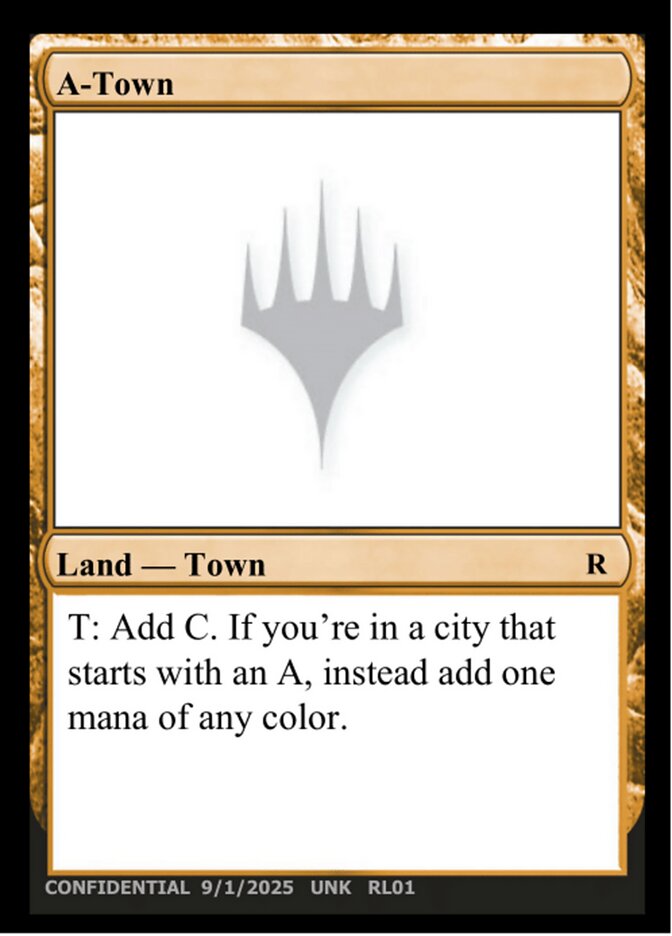 A-Town – Rare Magic: The Gathering card from Unknown Event (#RL01e)