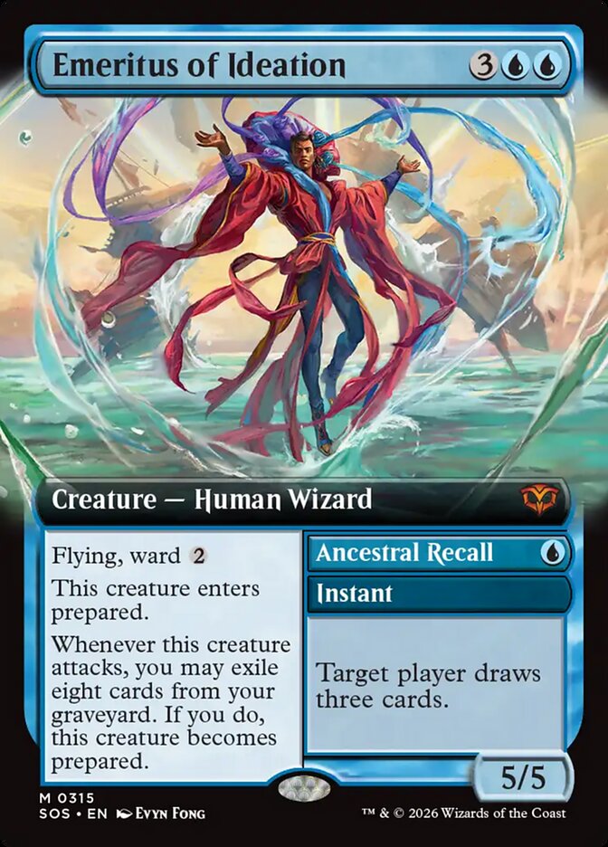 Emeritus of Ideation // Ancestral Recall – Mythic Magic: The Gathering card from Secrets of Strixhaven (#315)