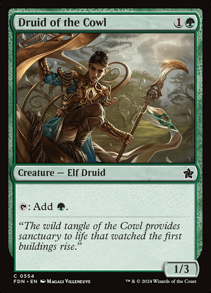 Druid of the Cowl – Common Magic: The Gathering card from Foundations (#554)