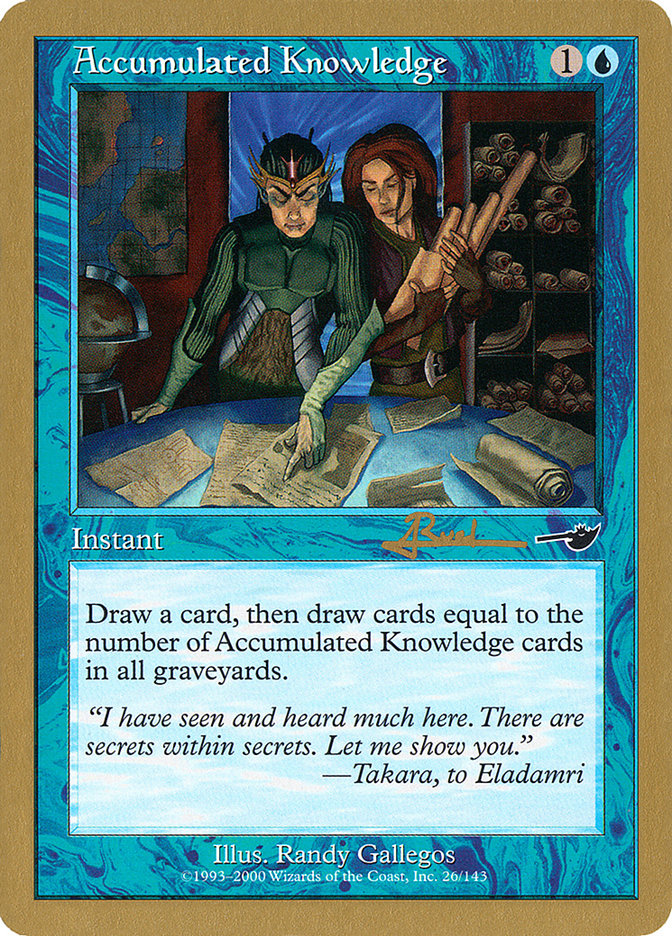 Accumulated Knowledge – Common Magic: The Gathering card from World Championship Decks 2001 (#ar26)