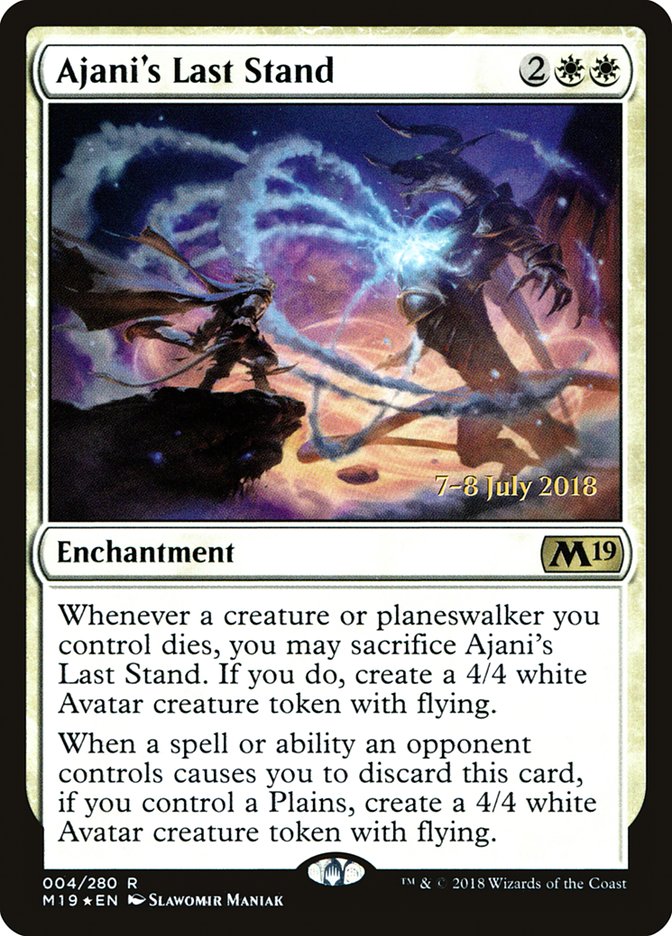 Ajani's Last Stand – Rare Magic: The Gathering card from Core Set 2019 Promos (#4s)