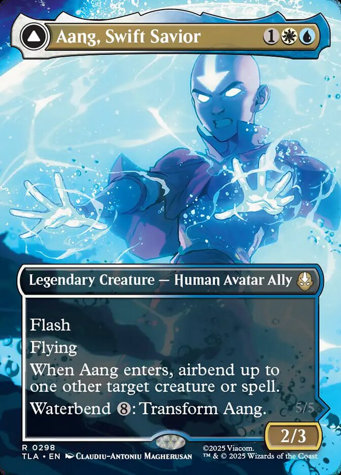 Aang, Swift Savior // Aang and La, Ocean's Fury – Rare Magic: The Gathering card from Avatar: The Last Airbender (#298)
