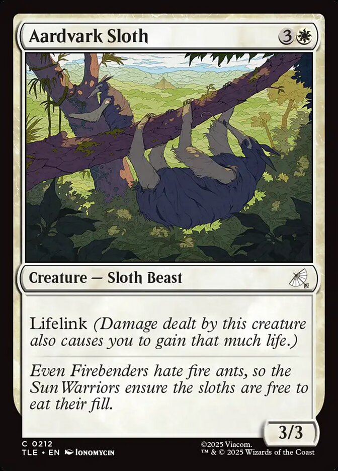 Aardvark Sloth – Common Magic: The Gathering card from Avatar: The Last Airbender Eternal (#212)