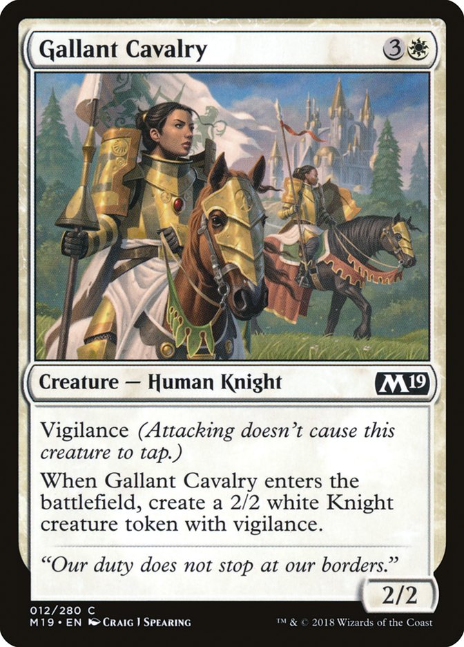 Gallant Cavalry – Common Magic: The Gathering card from Core Set 2019 (#12)