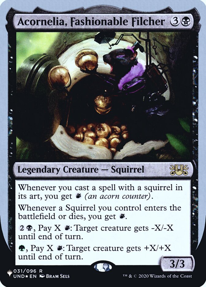 Acornelia, Fashionable Filcher – Rare Magic: The Gathering card from The List (Unfinity Foil Edition) (#18)