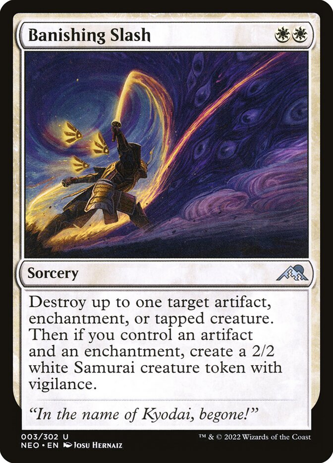 Banishing Slash – Uncommon Magic: The Gathering card from Kamigawa: Neon Dynasty (#3)