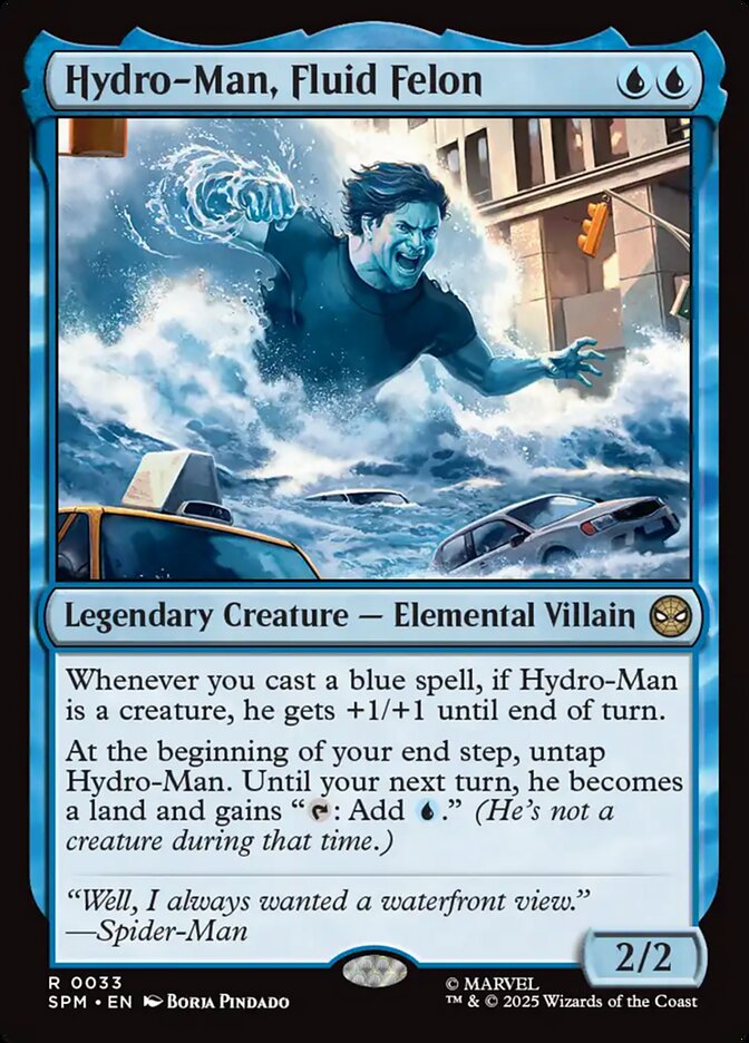 Hydro-Man, Fluid Felon – Rare Magic: The Gathering card from Marvel's Spider-Man (#33)