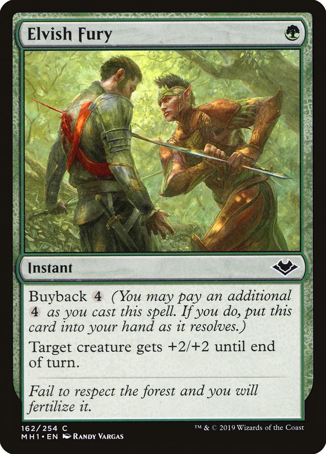 Elvish Fury – Common Magic: The Gathering card from Modern Horizons (#162)