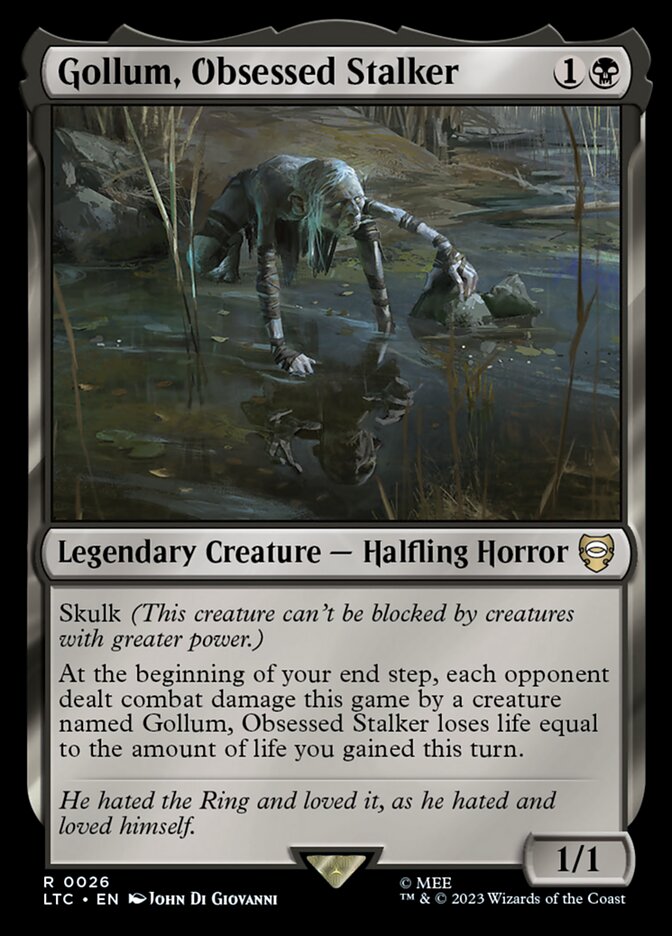 Gollum, Obsessed Stalker – Rare Magic: The Gathering card from Tales of Middle-earth Commander (#26)